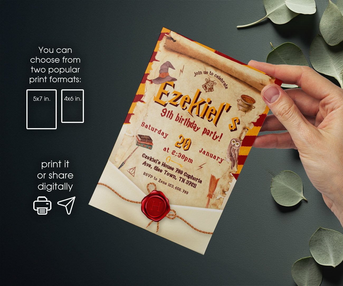 Harry Potter customizable invitation template | Share or Print | SL183