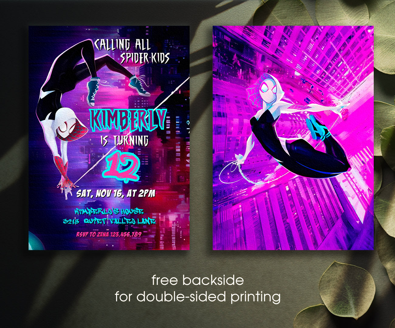 Spider Gwen Ghost Spidey customizable invitation template | Share or Print | girl | HC240