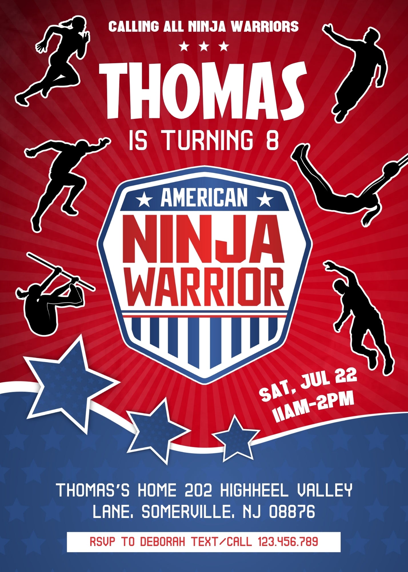 American Ninja Warrior customizable invitation template | Share or Print | ER208