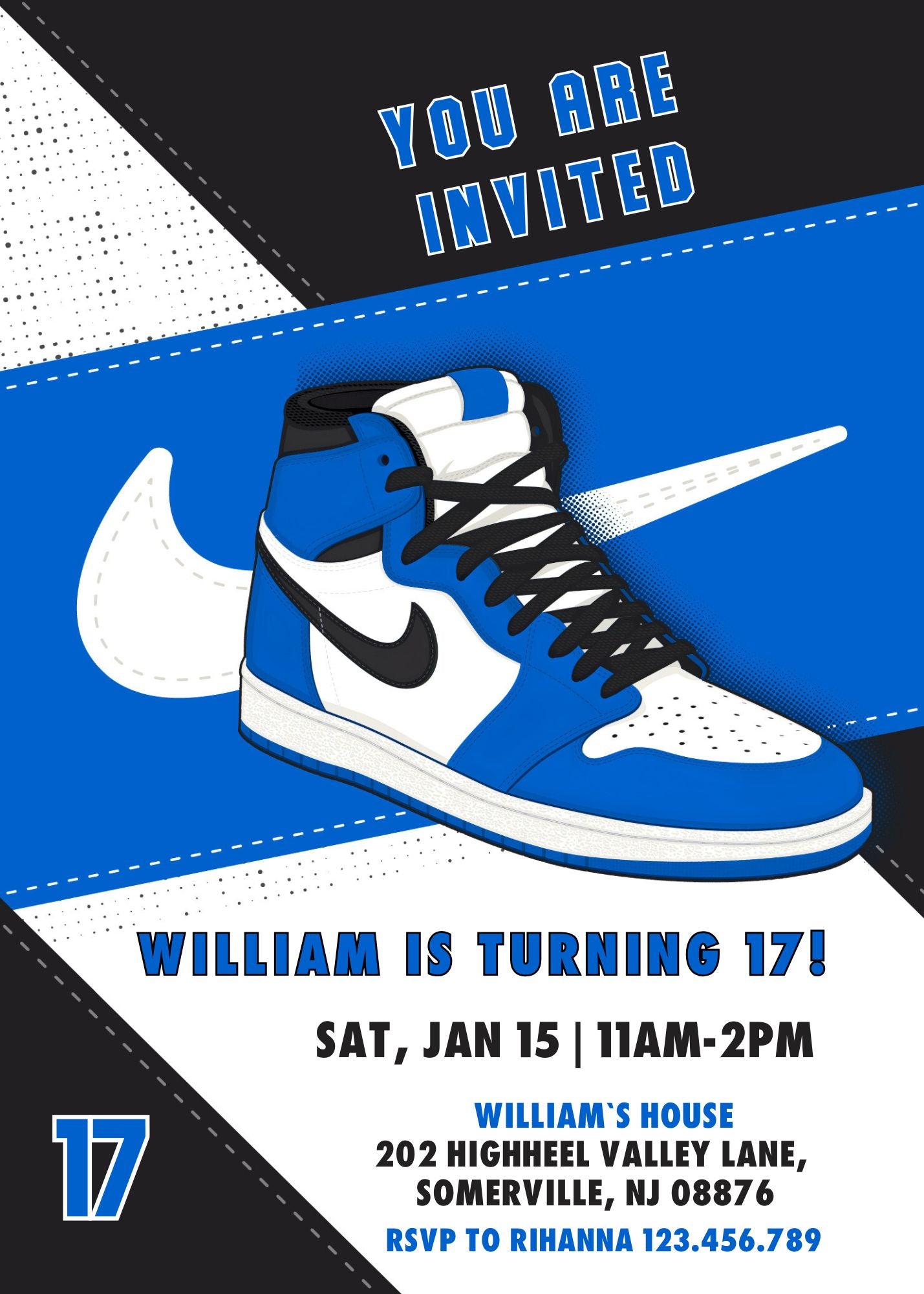 Sneaker Ball Air Jordan Nike customizable invitation template | Share or Print | RH542