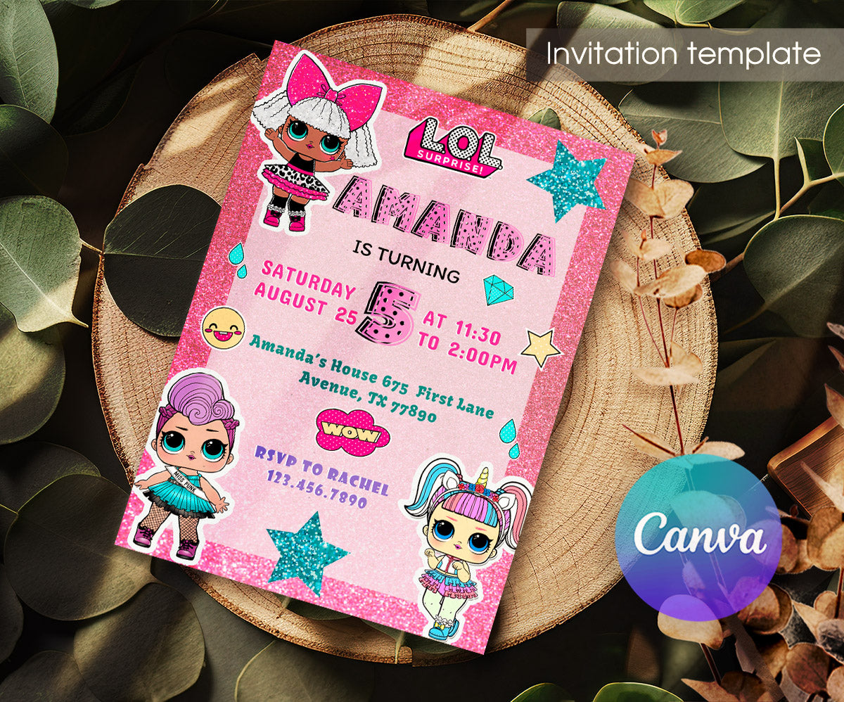LOL Surprise Dolls customizable invitation template | Share or Print | girl | PC912