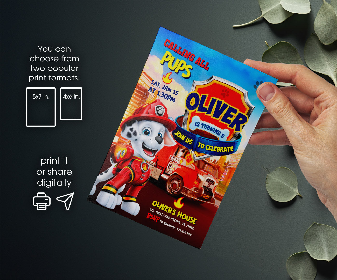 PAW Patrol customizable invitation template | Share or Print | KO424