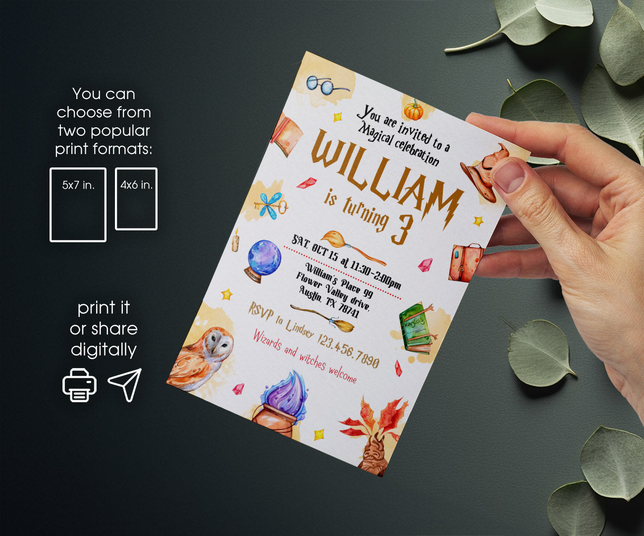 Harry Potter customizable invitation template | Share or Print | AN726
