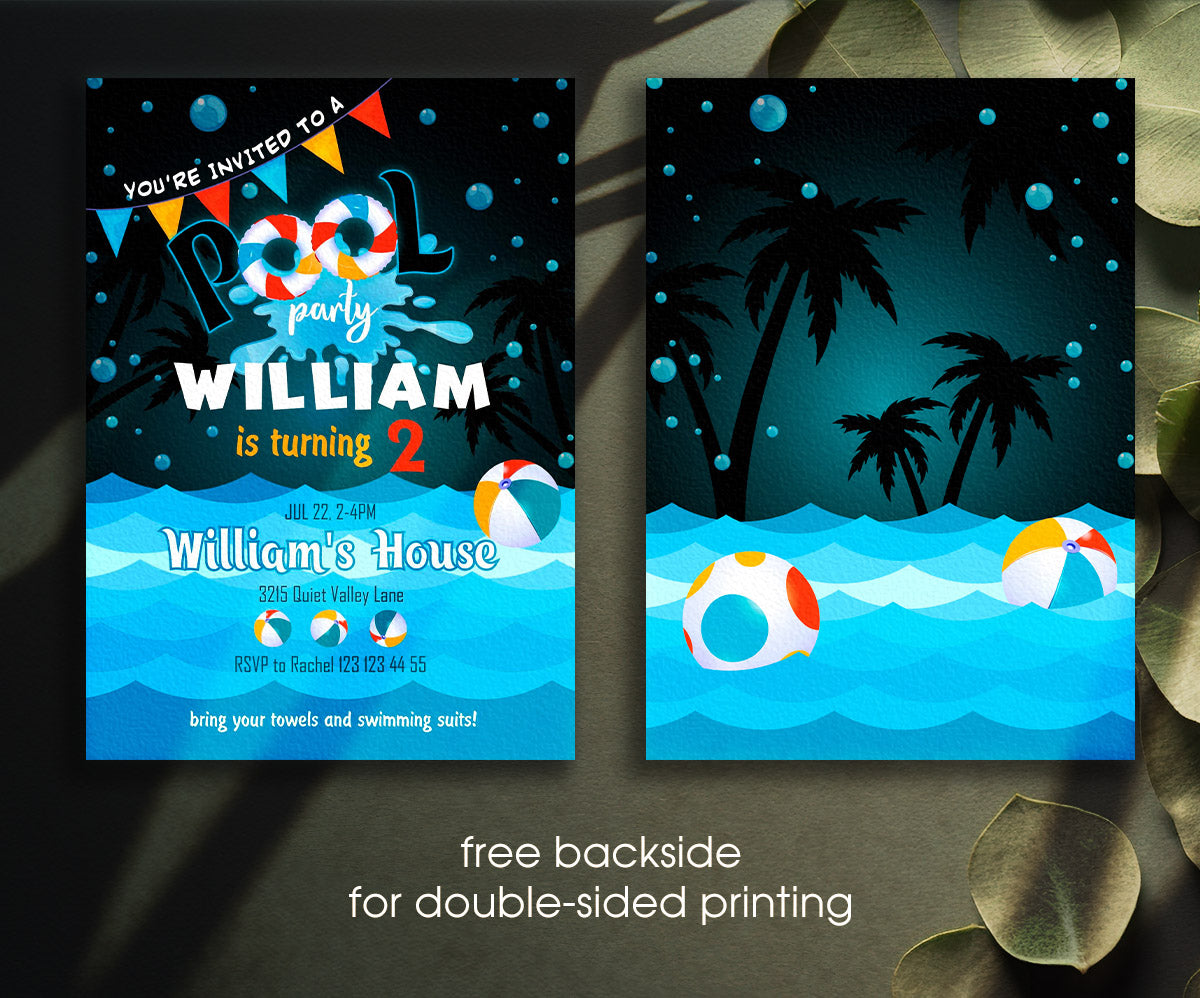 Pool Party customizable invitation template | Share or Print | YN024