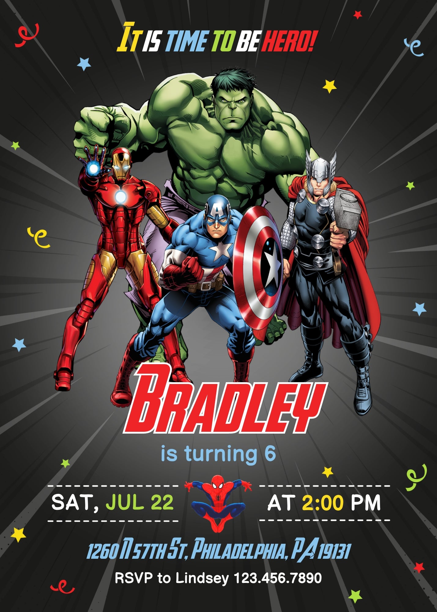 Avengers Marvel Superhero customizable invitation template | Share or Print | boy | NR977