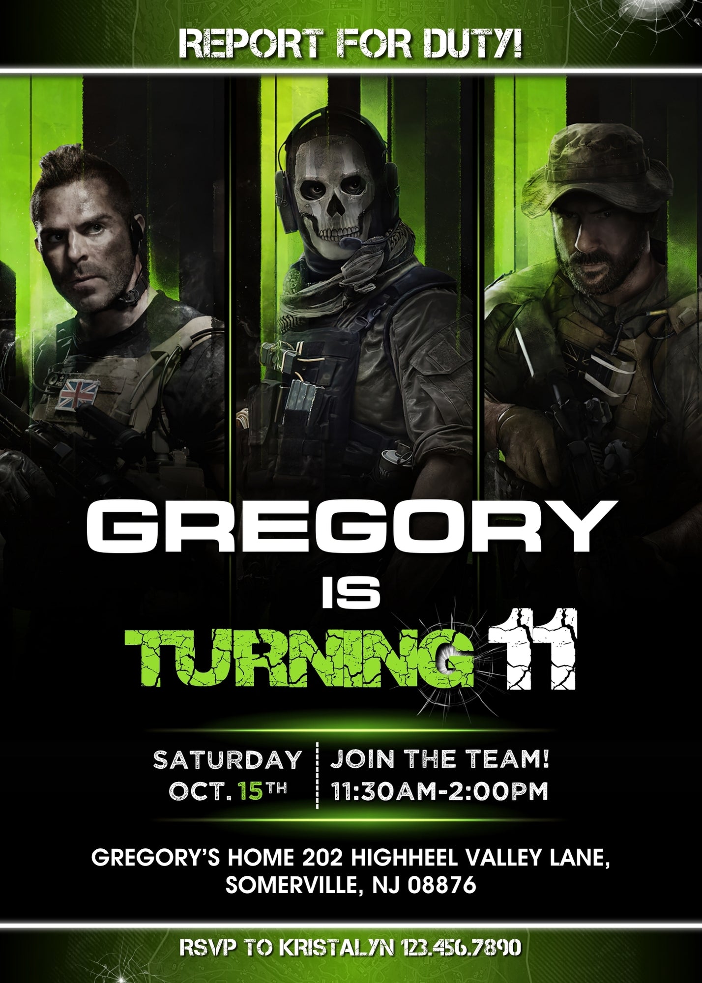 Call of Duty Gamer customizable invitation template | Share or Print | boy | KT989