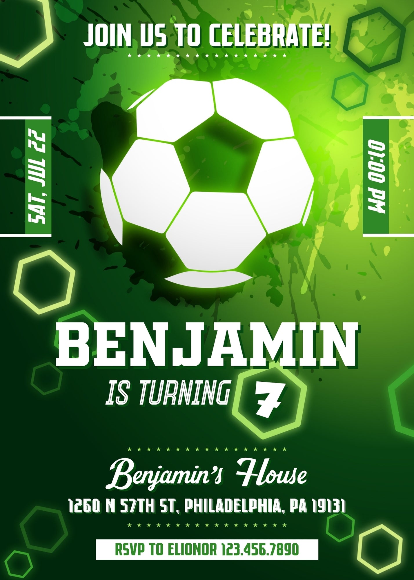 Soccer Champion League FC customizable invitation template | Share or Print | boy | FE459