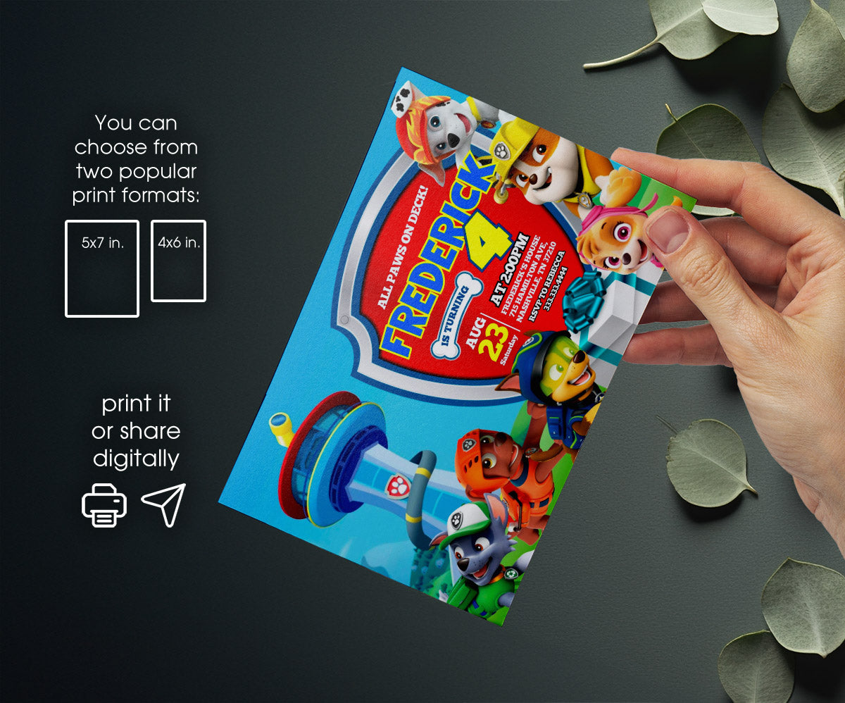 PAW Patrol customizable invitation template | Share or Print | JA685