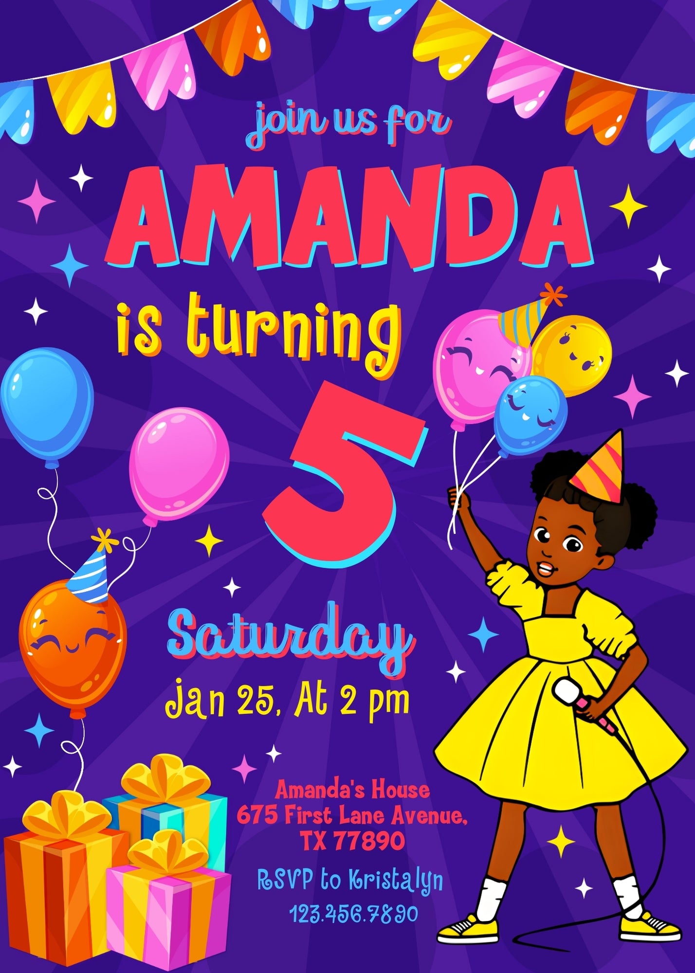 Gracie's Corner Music customizable invitation template | Share or Print | girl | EJ347