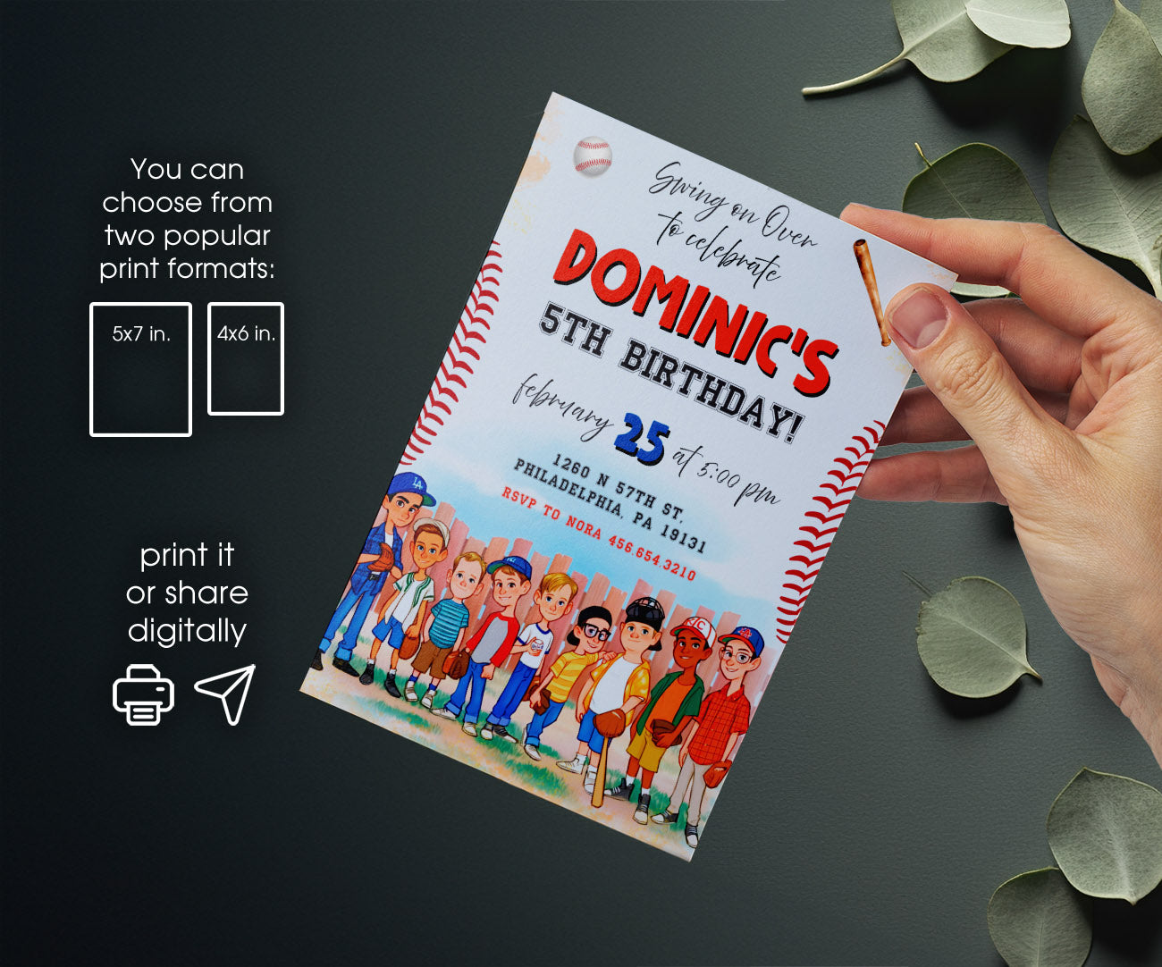Baseball MLB Sport customizable invitation template | Share or Print | SE448