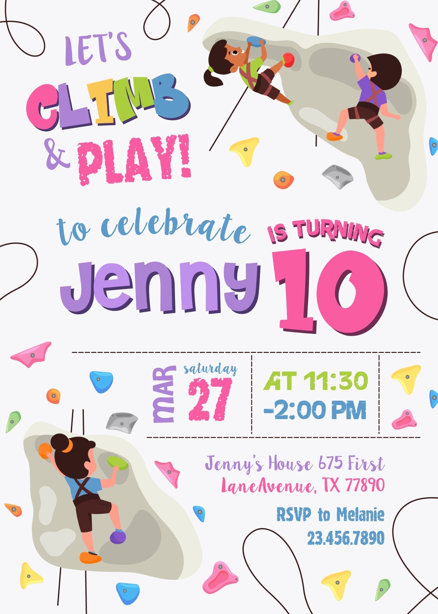 Rock Climbing customizable invitation template | Share or Print | KA757