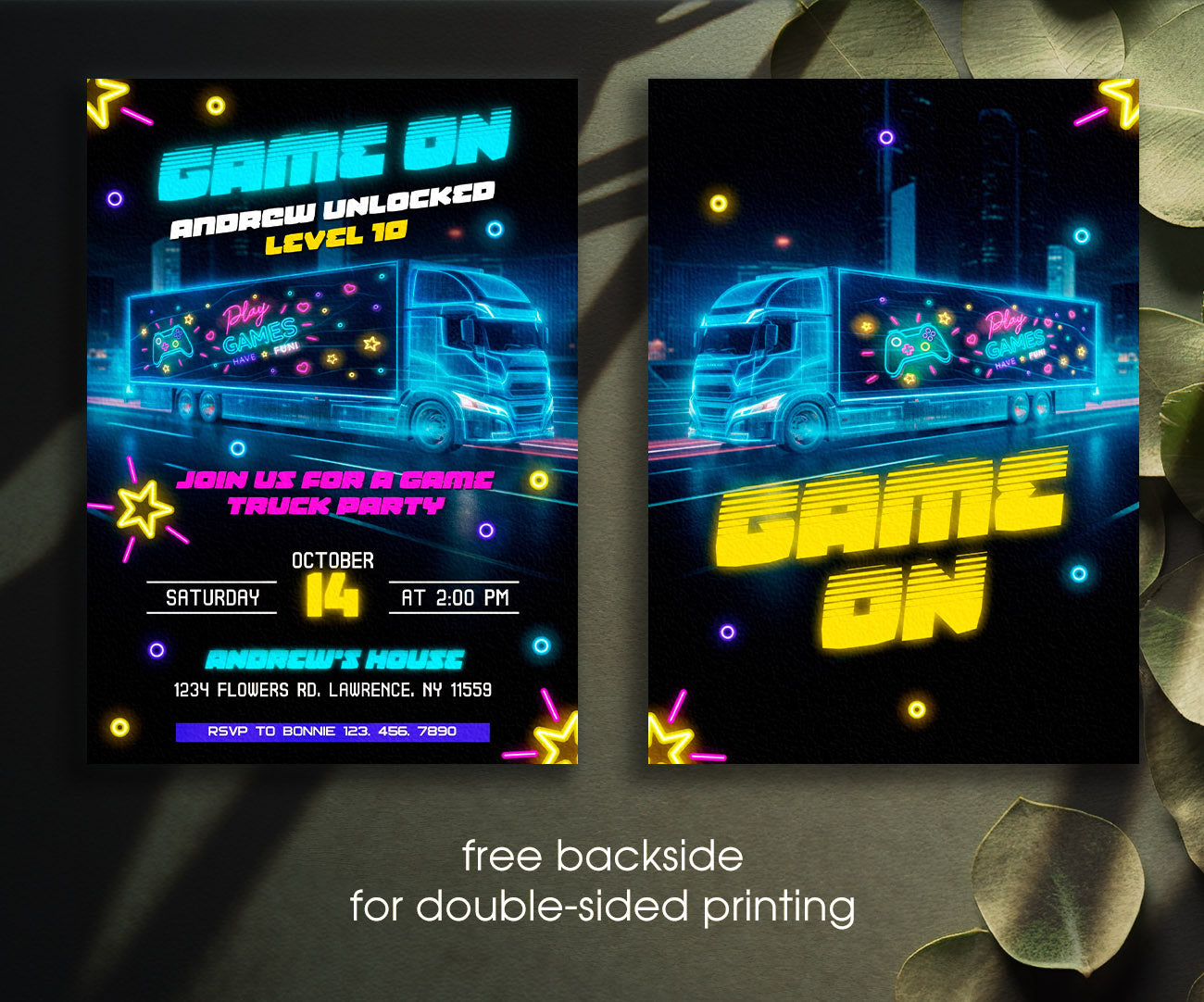 Video Game Bus Gamer customizable invitation template | Share or Print | boy | VB419