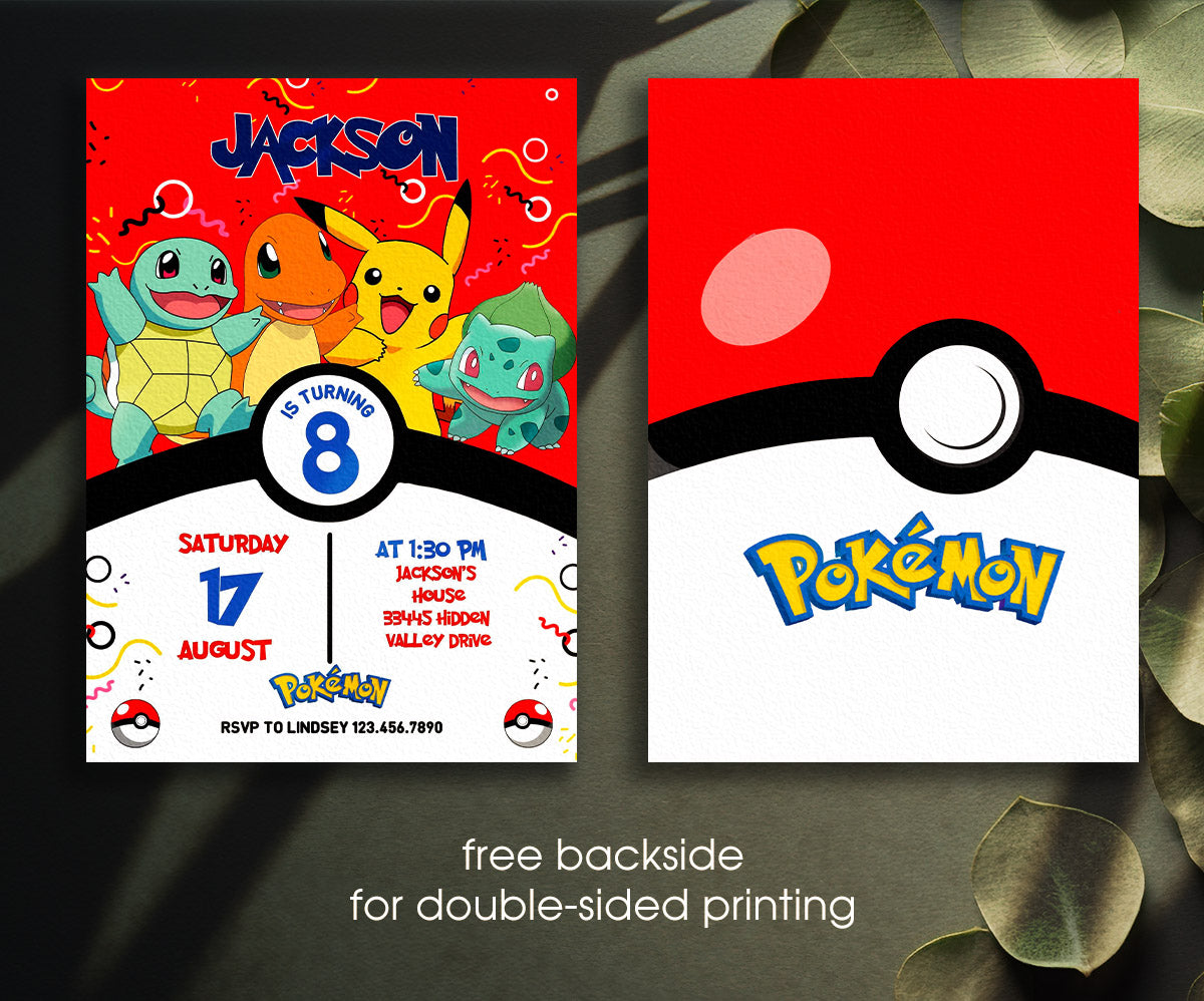 Pokemon Pikachu customizable invitation template | Share or Print | CD763