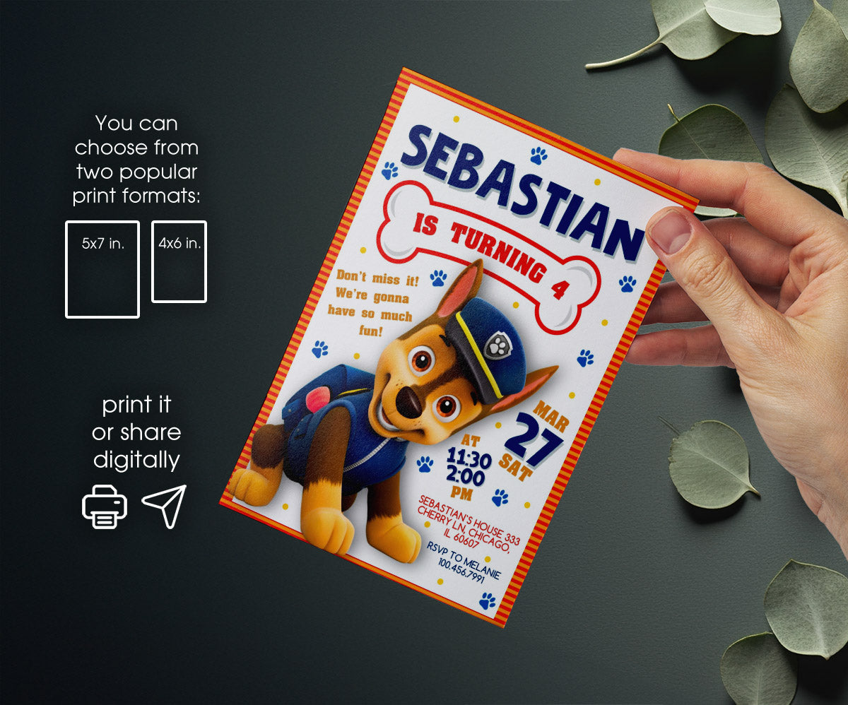 PAW Patrol customizable invitation template | Share or Print | QS882