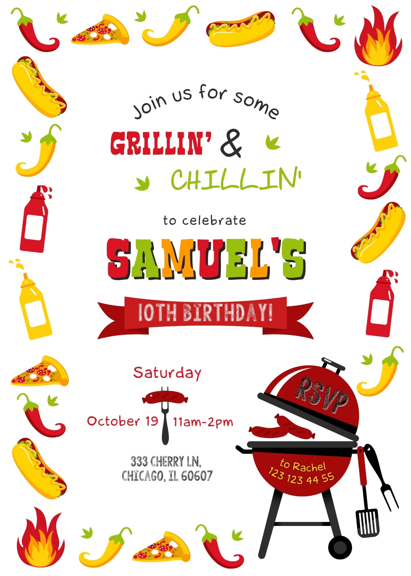 Grill Chill Bbq customizable invitation template | Share or Print | NP954