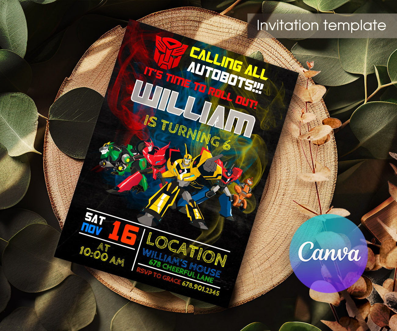 Transformers Rescue Bots customizable invitation template | Share or Print | boy | SP095
