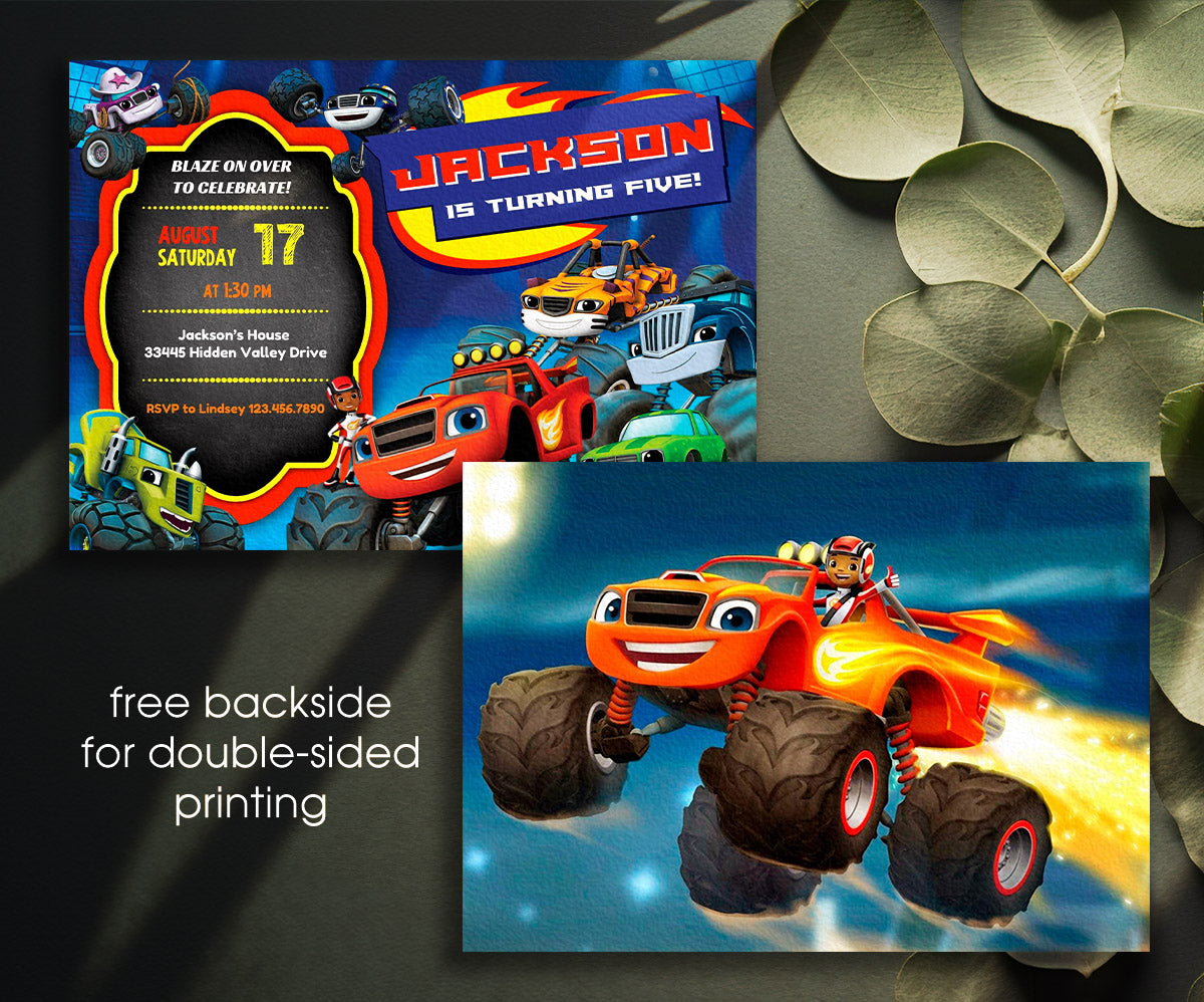 Blaze Monster Machines Trucks customizable invitation template | Share or Print | boy | QN768