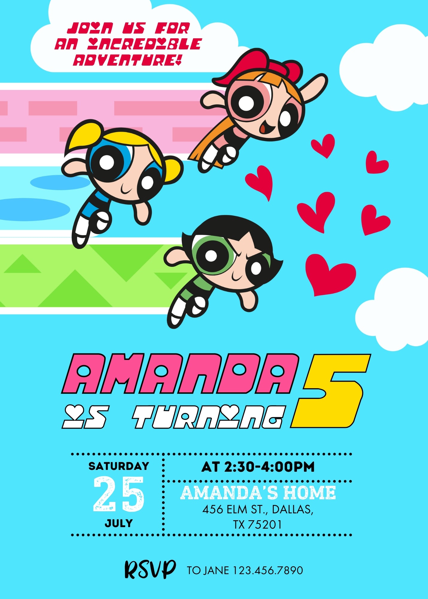 The Powerpuff Girls customizable invitation template | Share or Print | girl | VV704