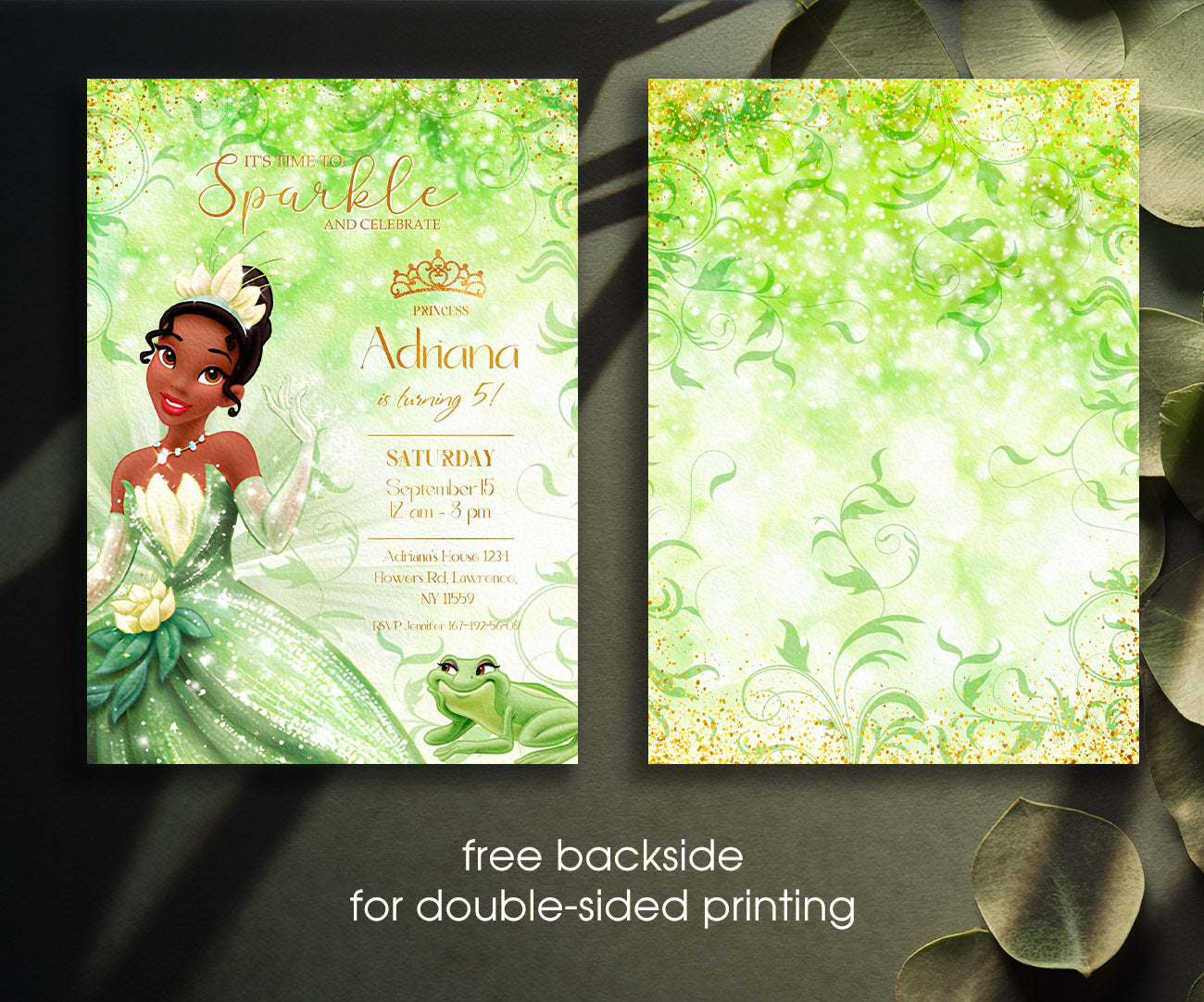 Tiana Frog Princess customizable invitation template | Share or Print | girl | PL139