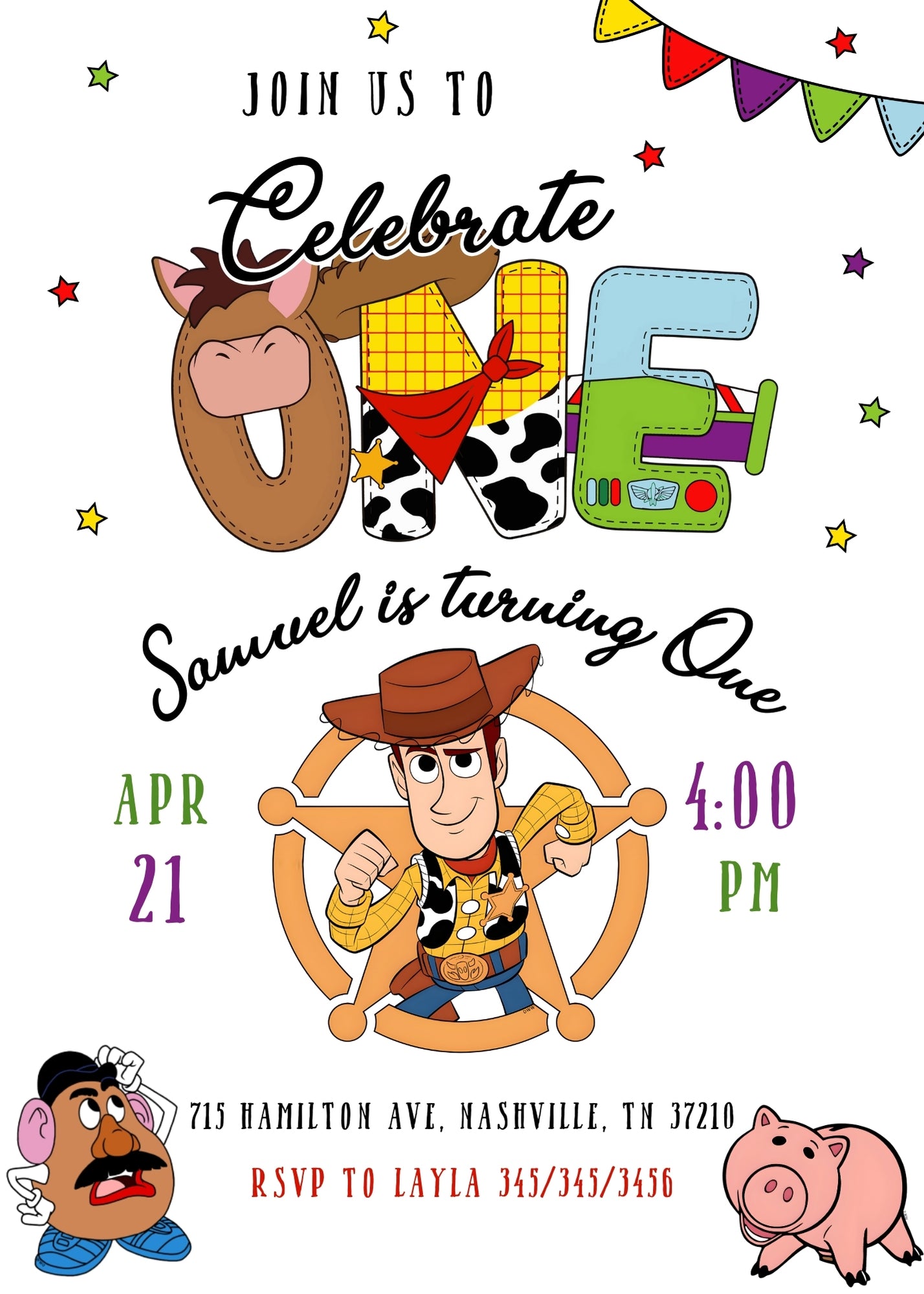 Toy Story Woody customizable invitation template | Share or Print | KO932
