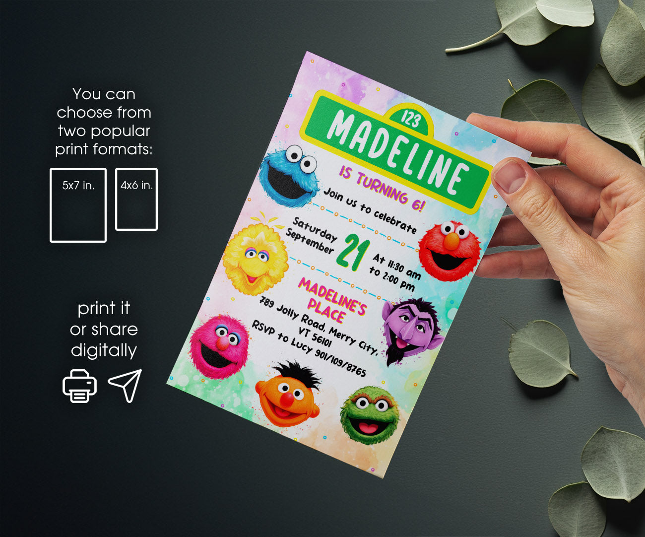 Sesame Street customizable invitation template | Share or Print | JR721