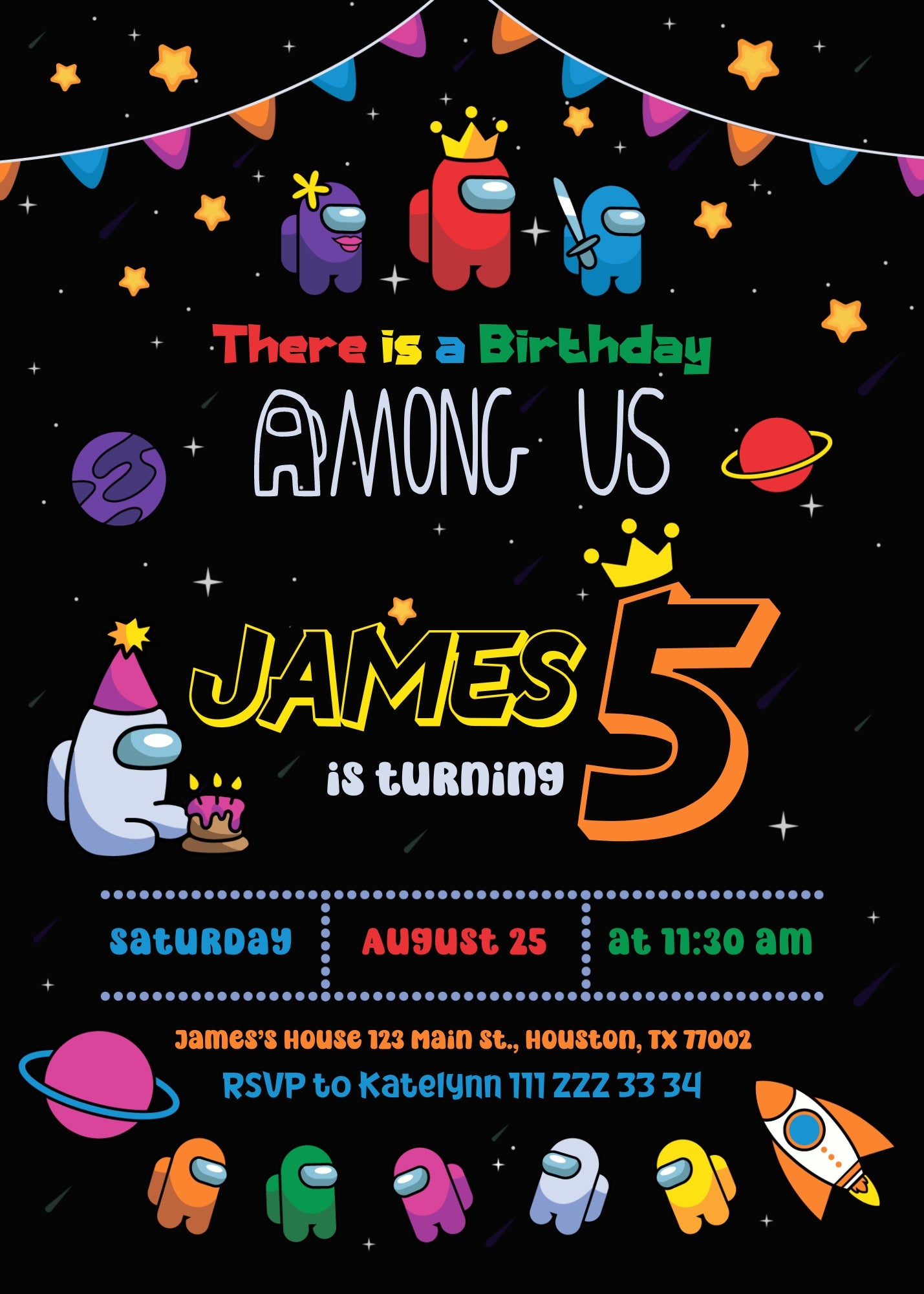 Among Us Gamer customizable invitation template | Share or Print | RW132