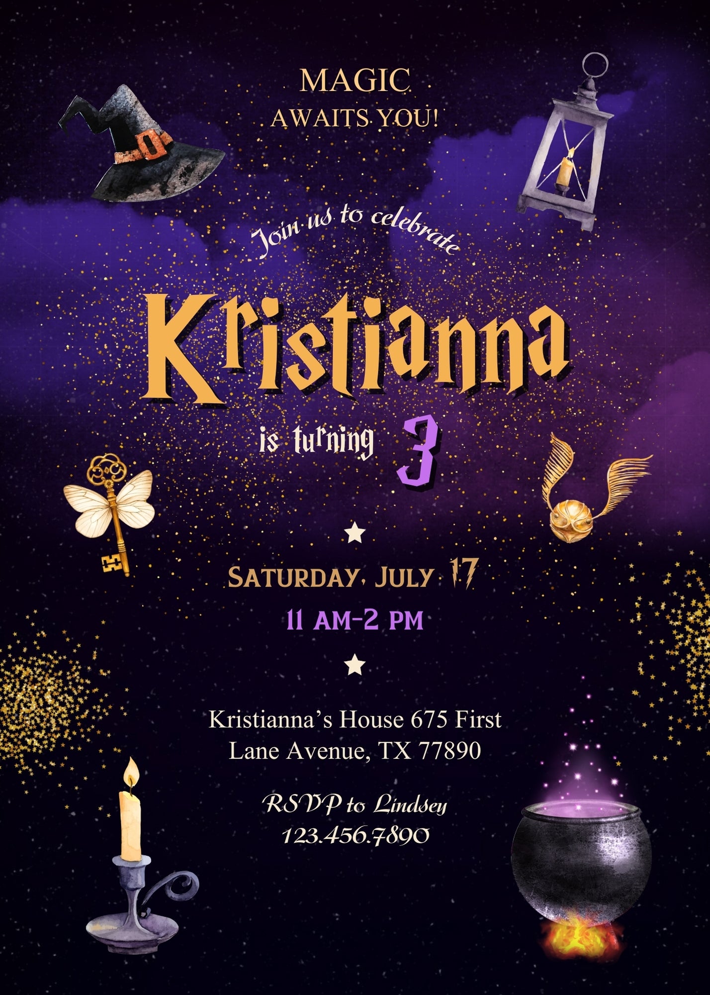 Harry Potter customizable invitation template | Share or Print | QJ716