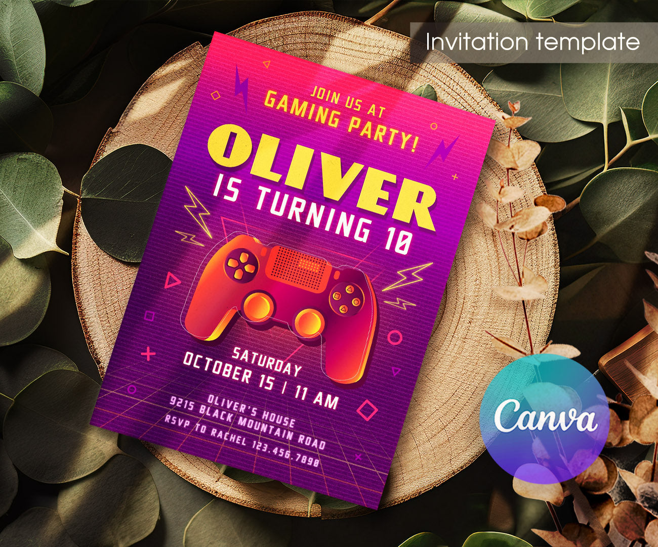 Gamer Party customizable invitation template | Share or Print | boy | WB241