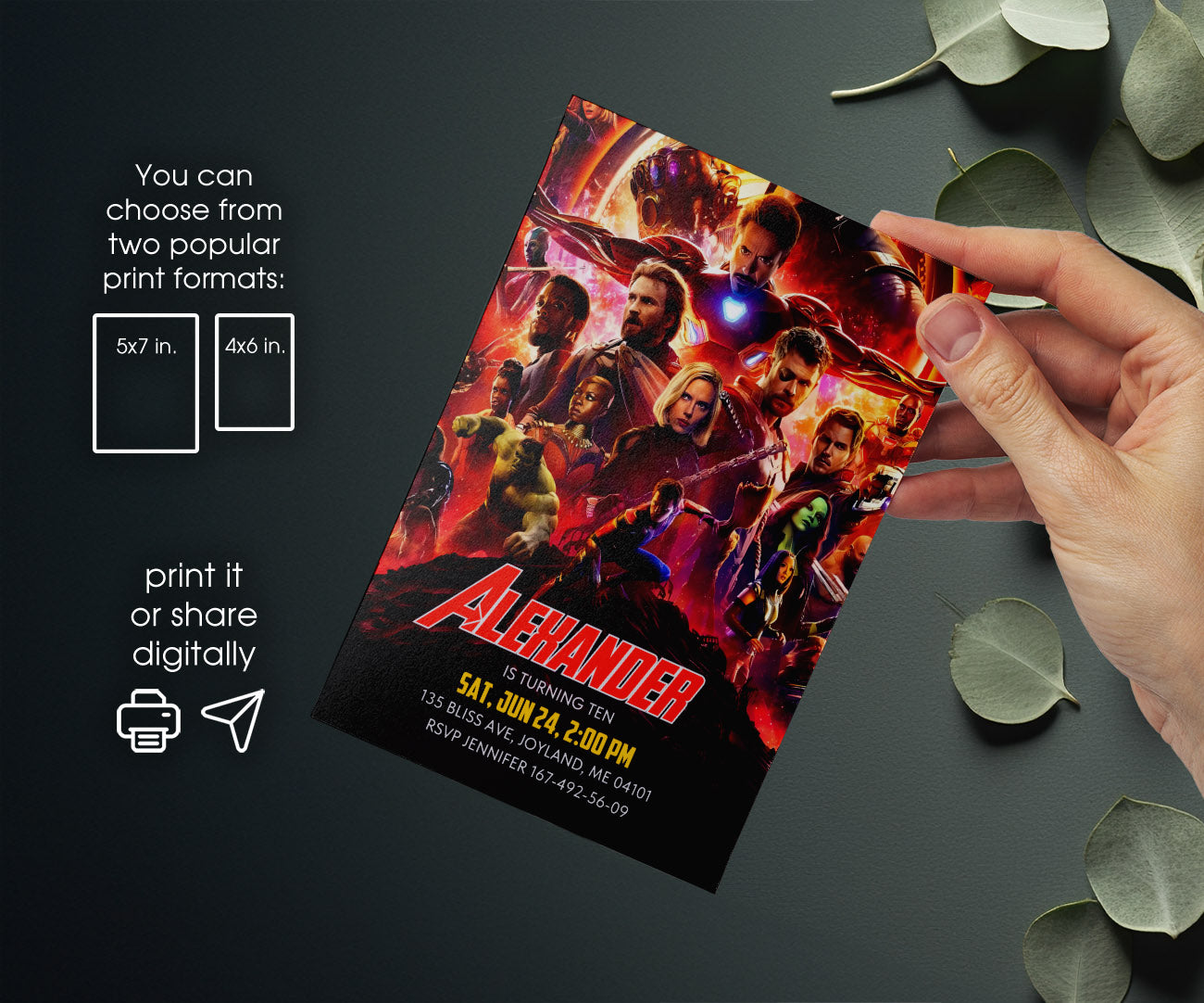 Avengers Marvel Superhero customizable invitation template | Share or Print | boy | PA338