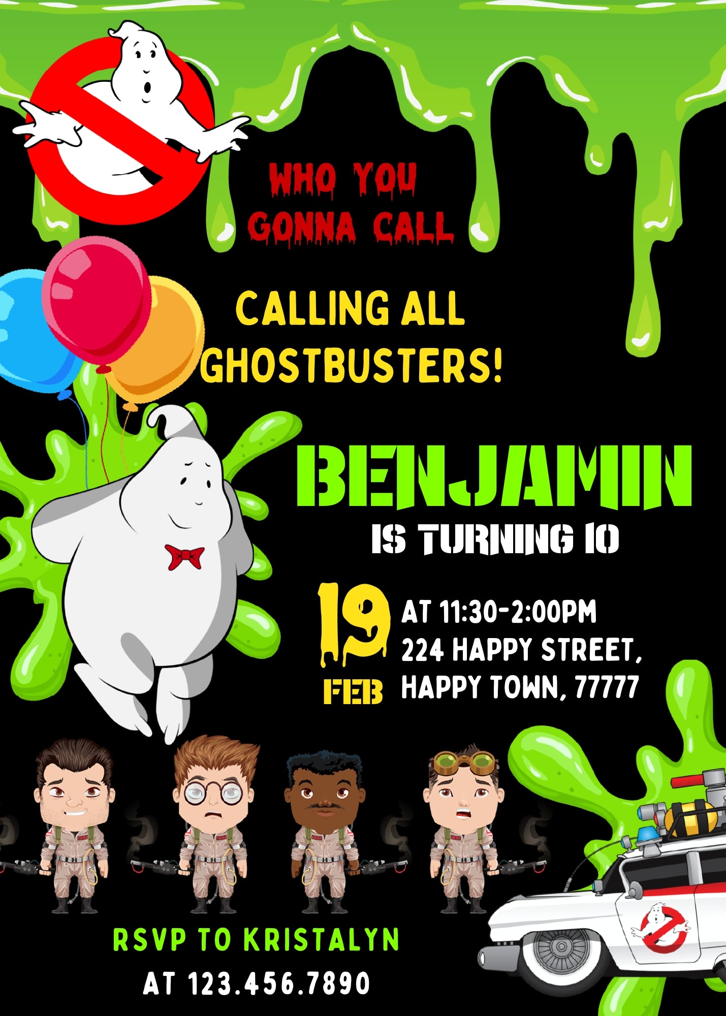Ghostbusters customizable invitation template | Share or Print | PI124