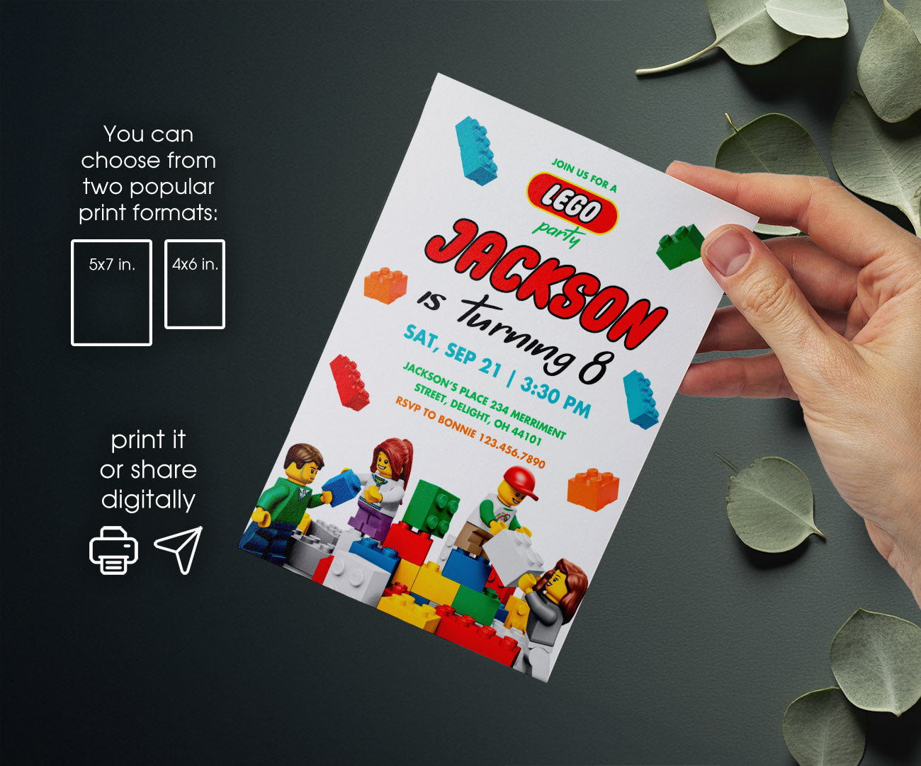 Lego customizable invitation template | Share or Print | BN900