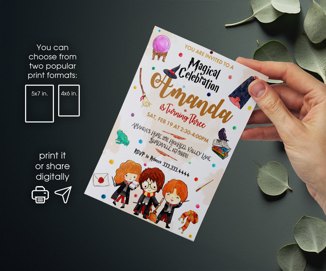 Harry Potter customizable invitation template | Share or Print | ZO426