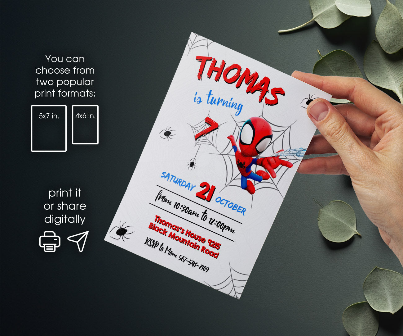 Spidey and His Amazing Friends customizable invitation template | Share or Print | boy | SK553