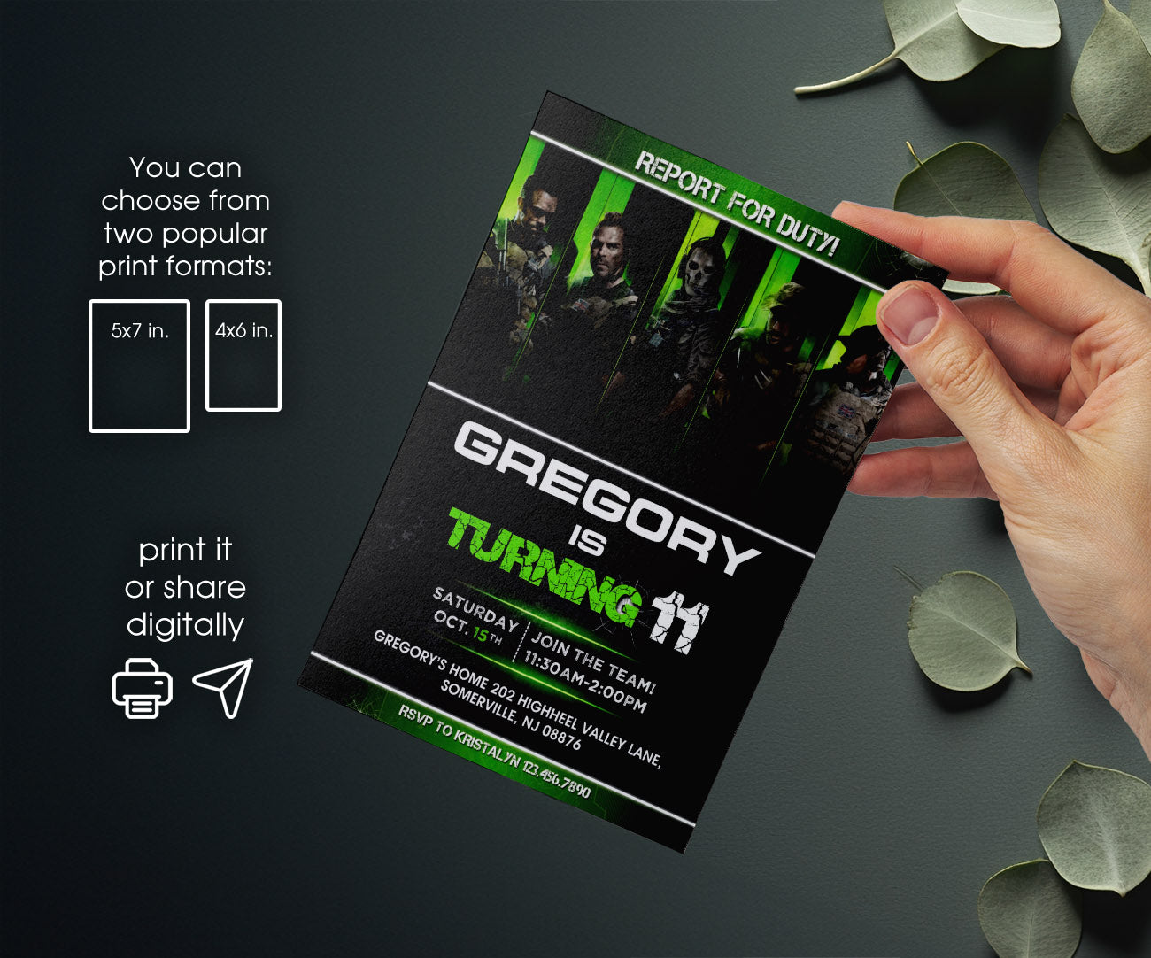 Call of Duty Gamer customizable invitation template | Share or Print | boy | IK148