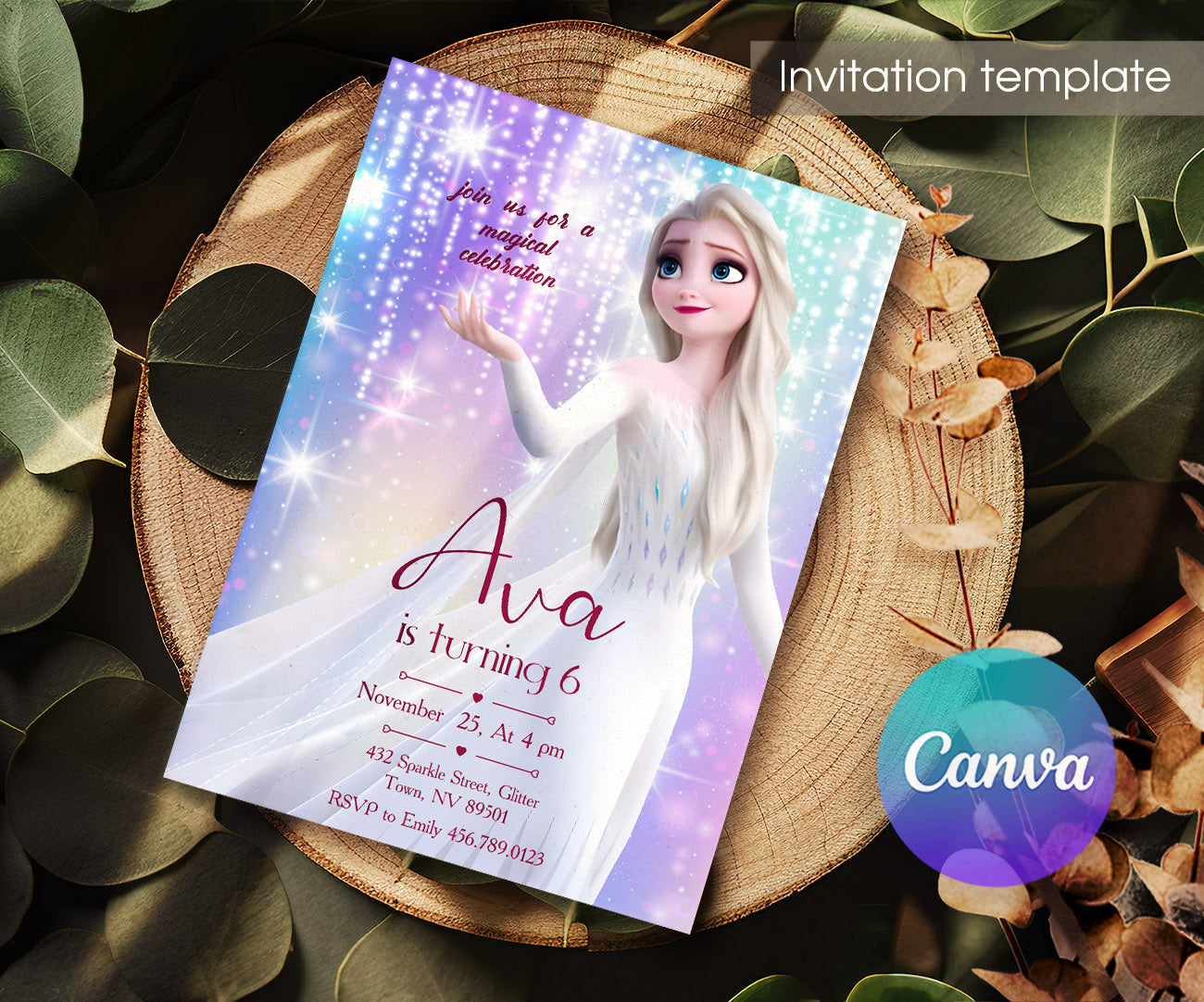 Frozen Elsa customizable invitation template | Share or Print | girl | DI271