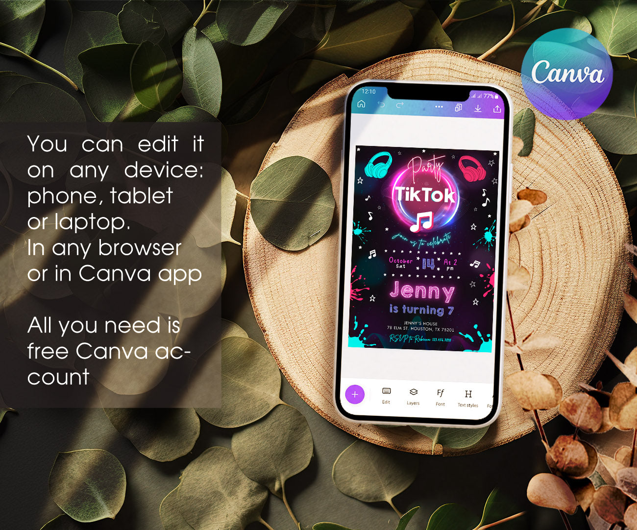 Tik Tok Party customizable invitation template | Share or Print | GV447