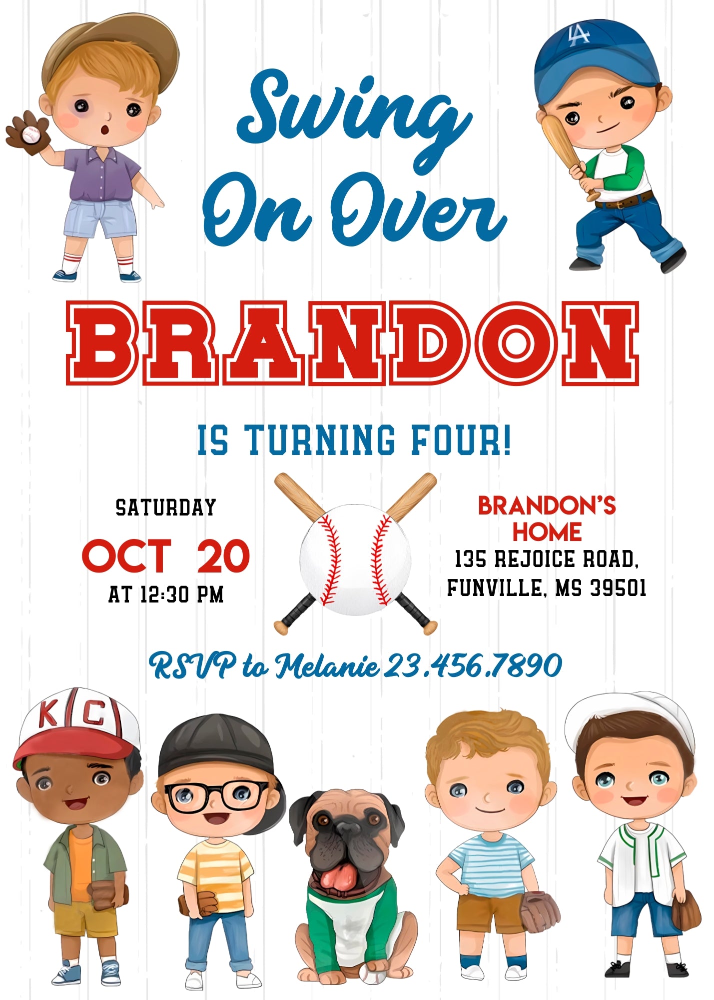 Baseball MLB Sport customizable invitation template | Share or Print | NQ492