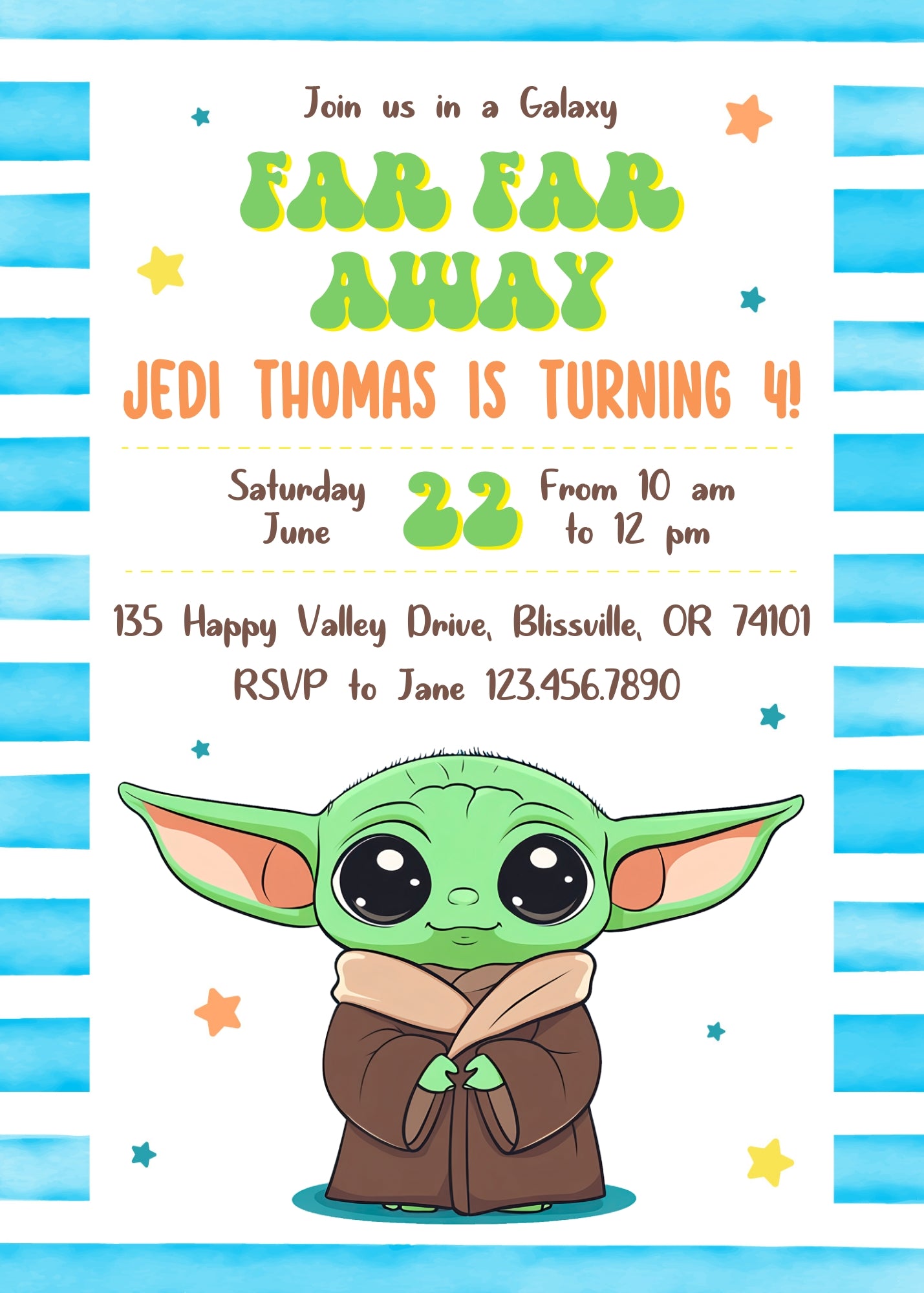 Baby Yoda Grogu Star Wars Mandalorian customizable invitation template | Share or Print | boy | AV341