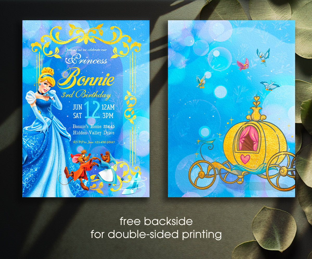 Cinderella Princess customizable invitation template | Share or Print | girl | PG281