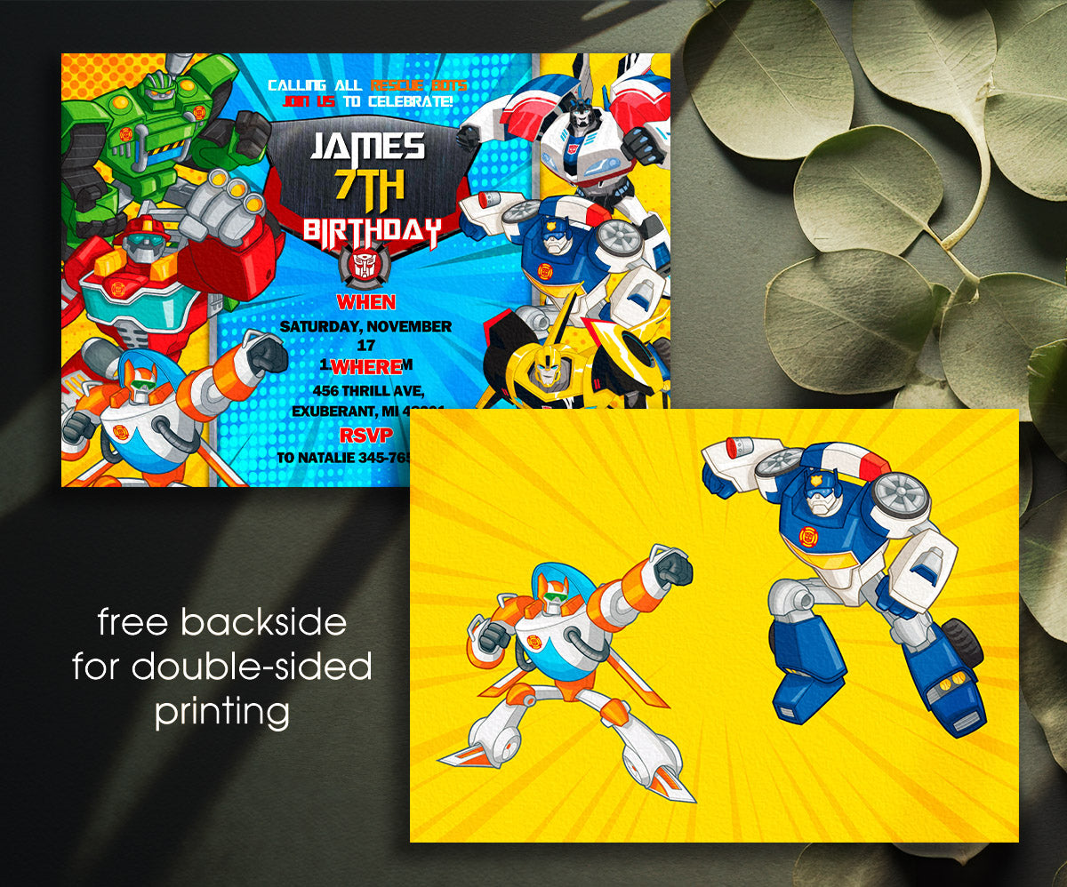 Transformers Rescue Bots customizable invitation template | Share or Print | boy | QQ503