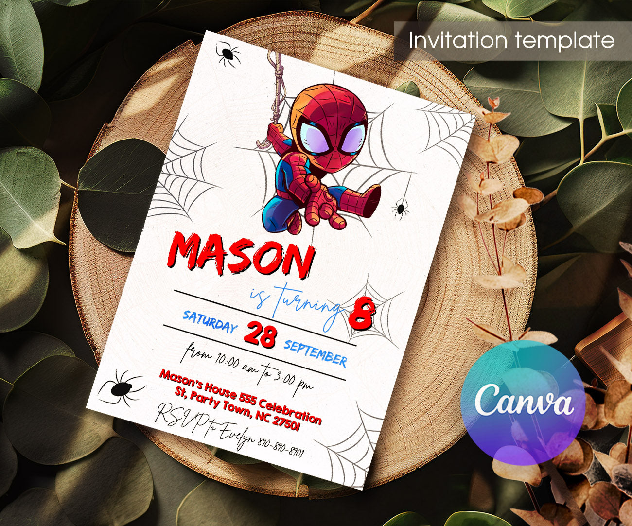 Spidey and His Amazing Friends customizable invitation template | Share or Print | boy | BV031