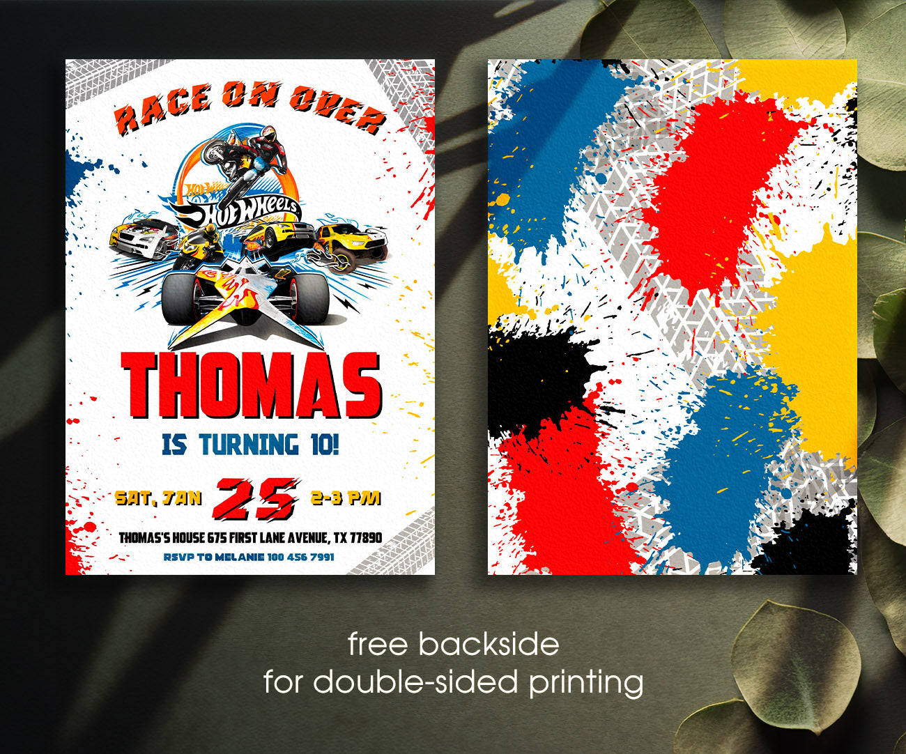 Hot Wheels Racing customizable invitation template | Share or Print | boy | AU690
