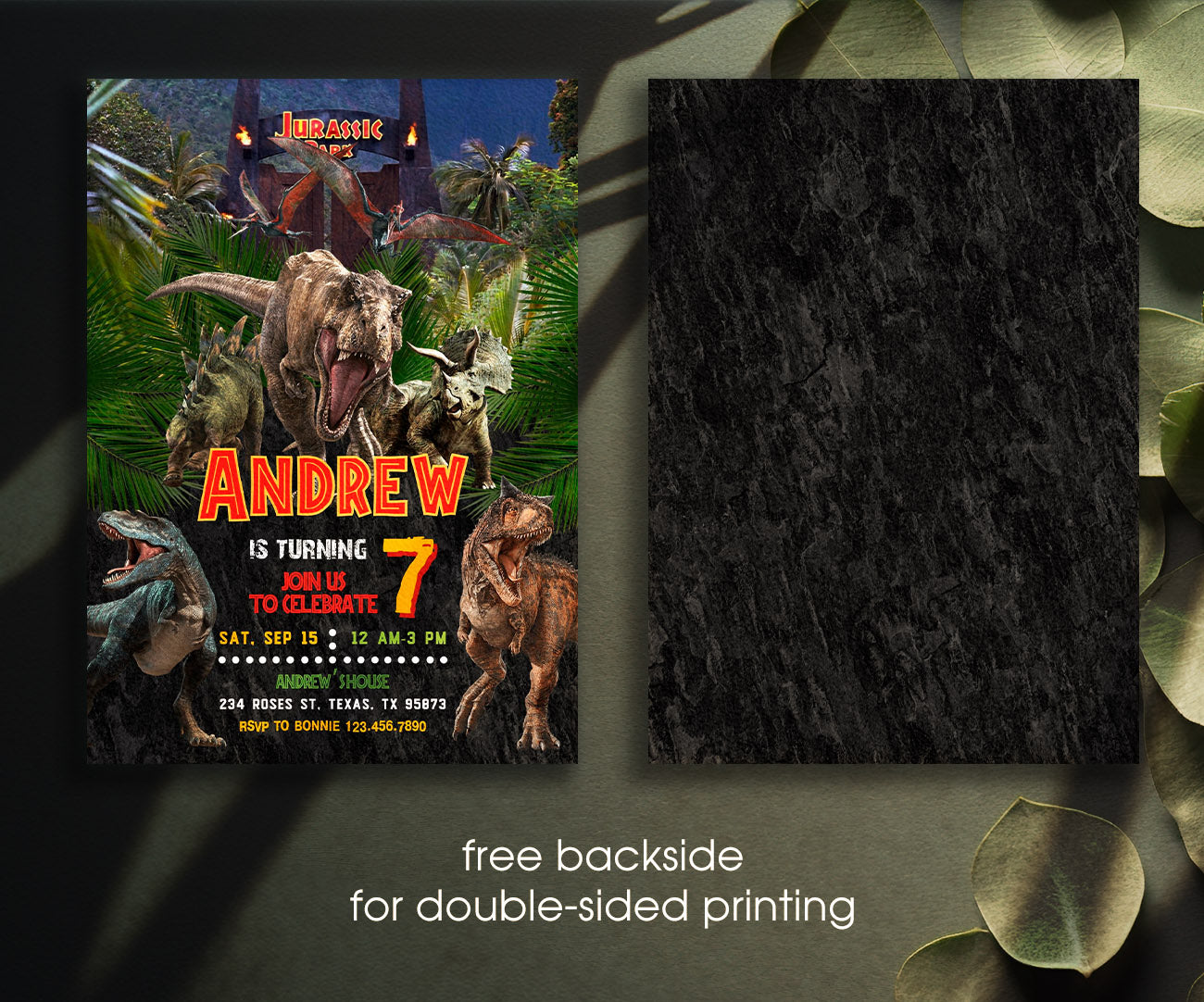 Jurassic Park Dinosaur customizable invitation template | Share or Print | MN481