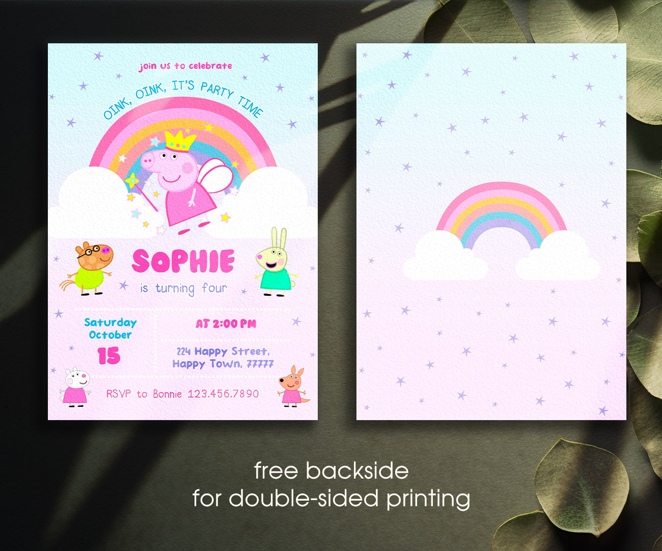 Peppa Pig customizable invitation template | Share or Print | girl | WV418
