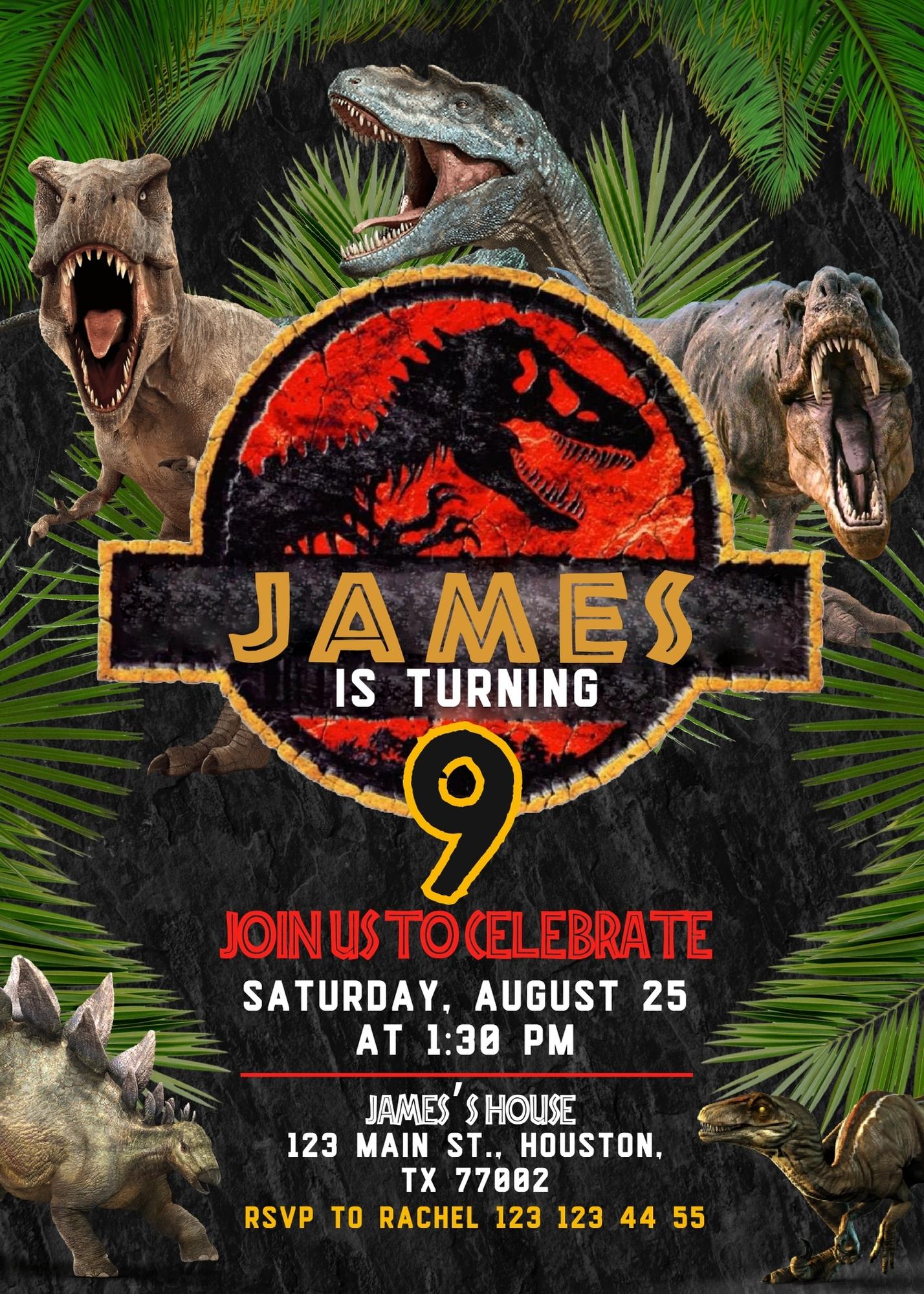 Jurassic Park Dinosaur customizable invitation template | Share or Print | NI728