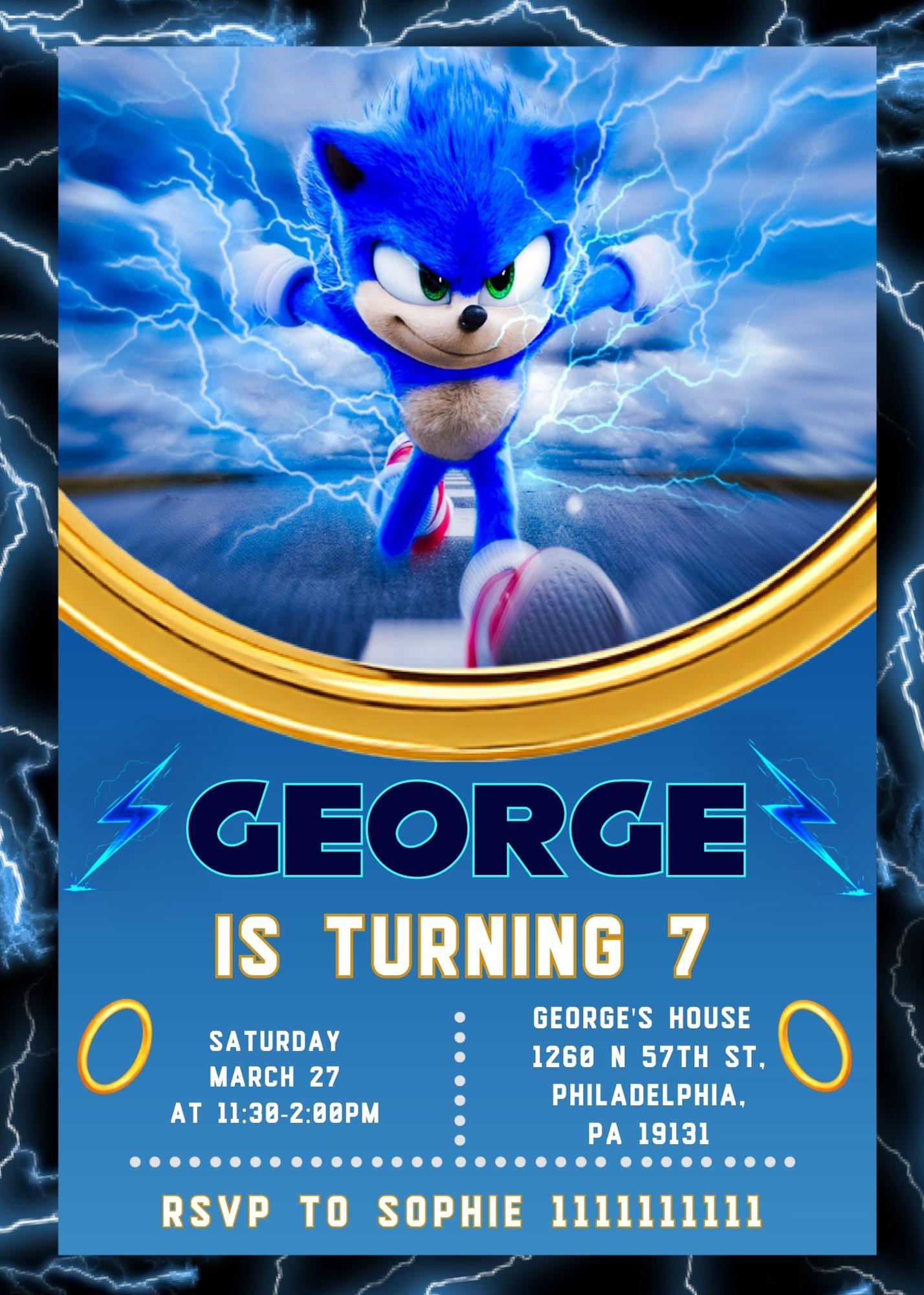 Sonic the Hedgehog customizable invitation template | Share or Print | ZM329