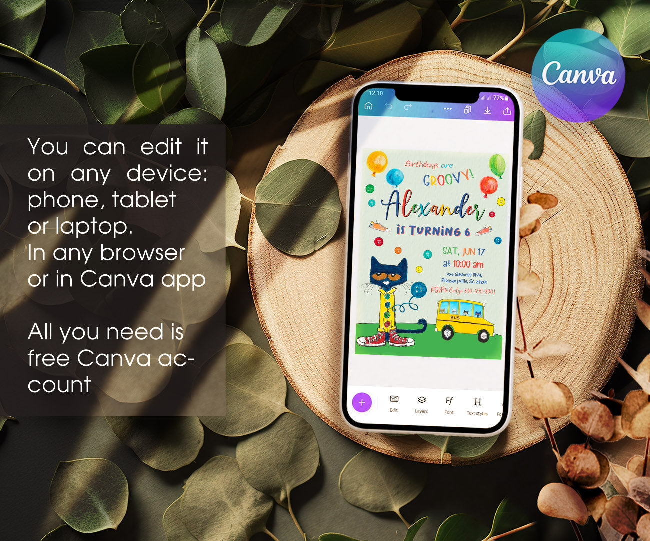 Pete the Cat customizable invitation template | Share or Print | ZQ716