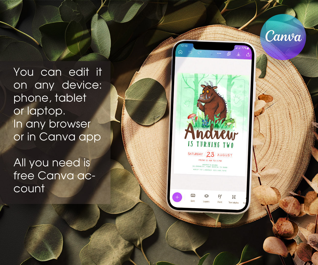 Gruffalo customizable invitation template | Share or Print | JP118