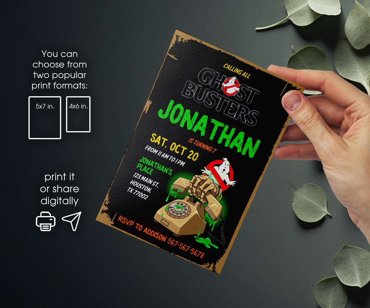 Ghostbusters customizable invitation template | Share or Print | SZ909