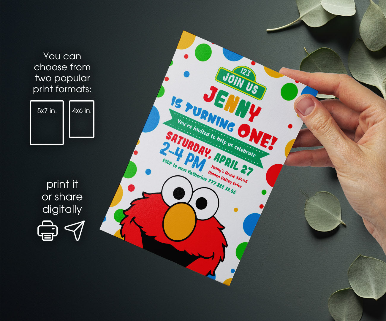 Sesame Street Elmo customizable invitation template | Share or Print | GM798